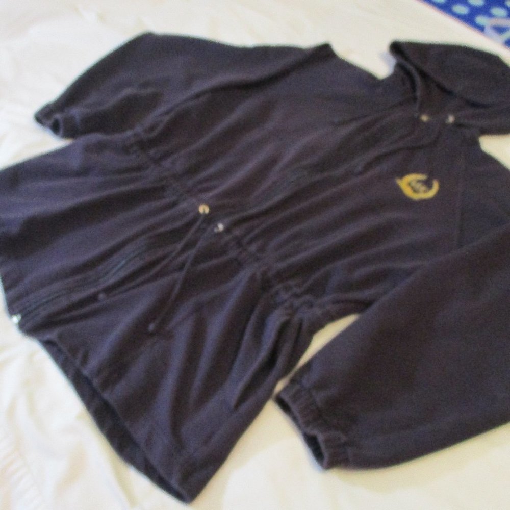 Gold MK Logo Hoodie Jacket sz L Navy Blue